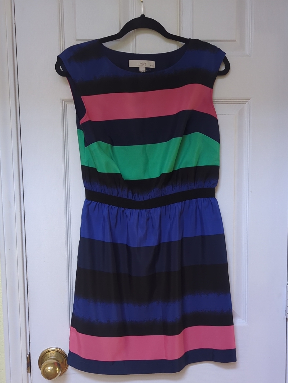 LOFT Multicolor Horizontal Stripe Cap-Sleeve Dress Size SP (Spring/Summer Dress)